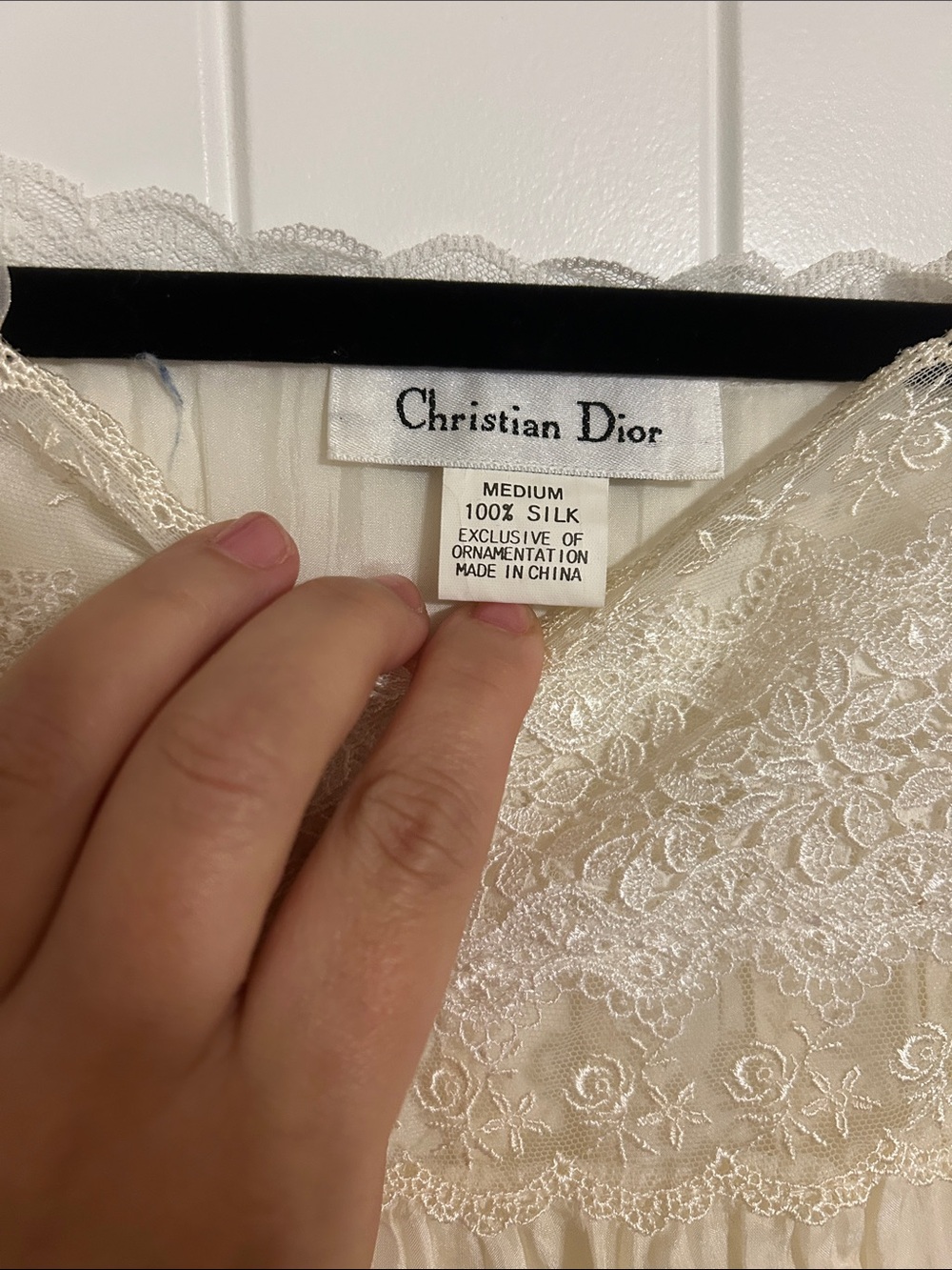 Dior Cream Lace-Trimmed Empire Chemise - Picture 2 of 6